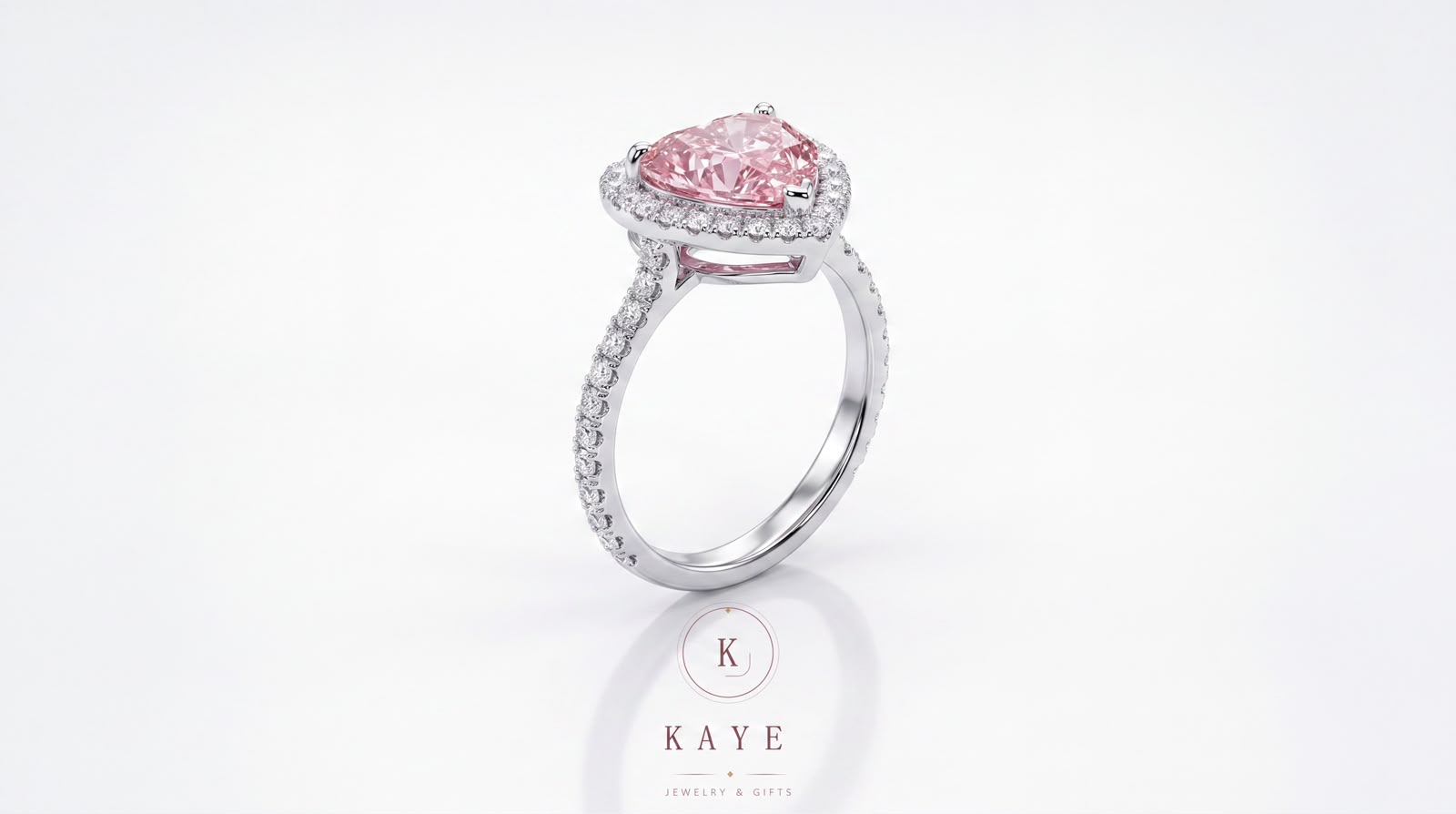 Heart Shape Solitaire Ring Pink