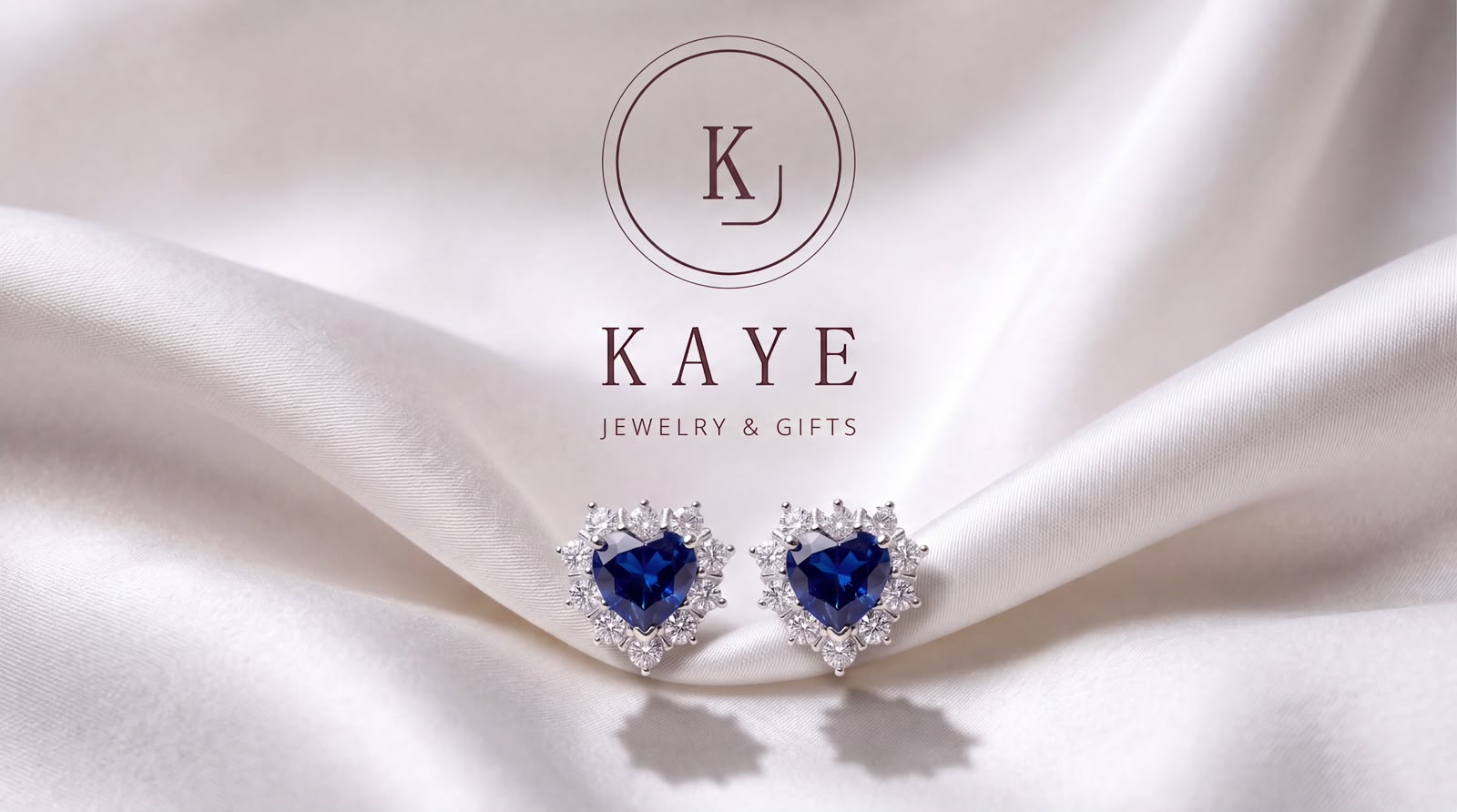 Blue Heart Halo Stud Earrings