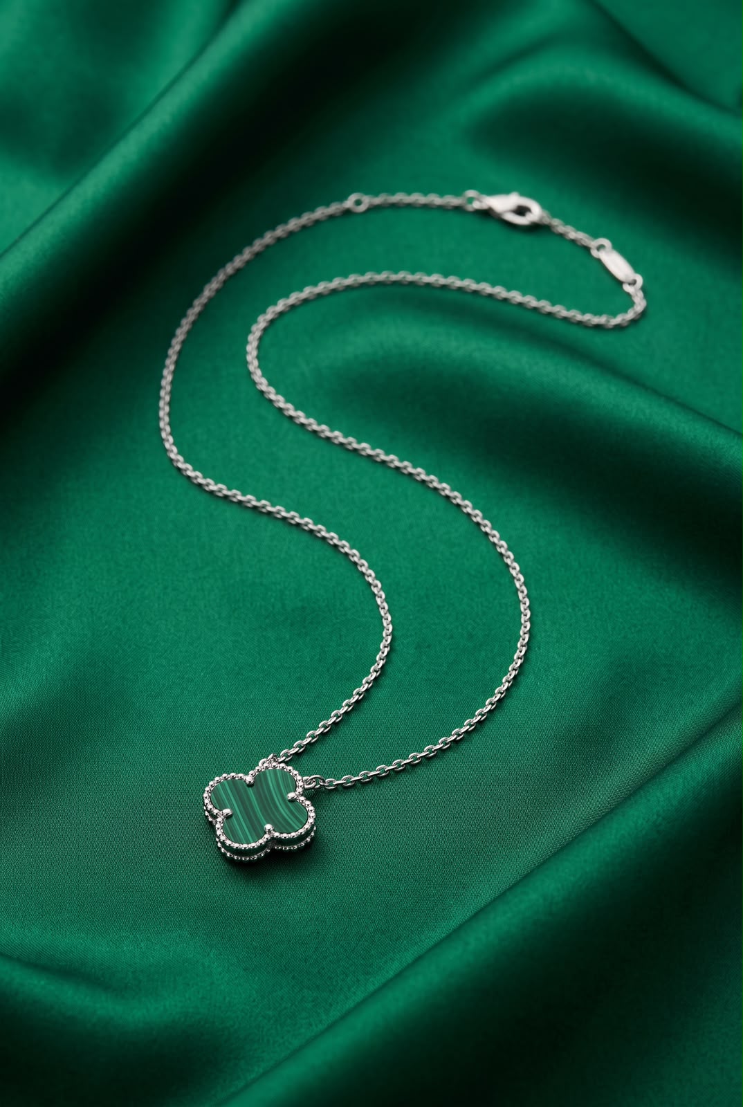 Malachite Clover Pendant Necklace