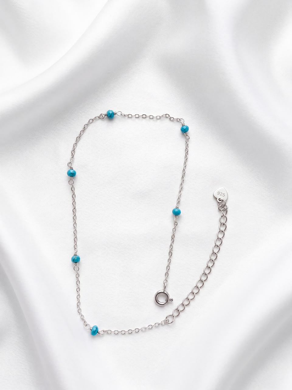Turquoise Bead Station Anklet