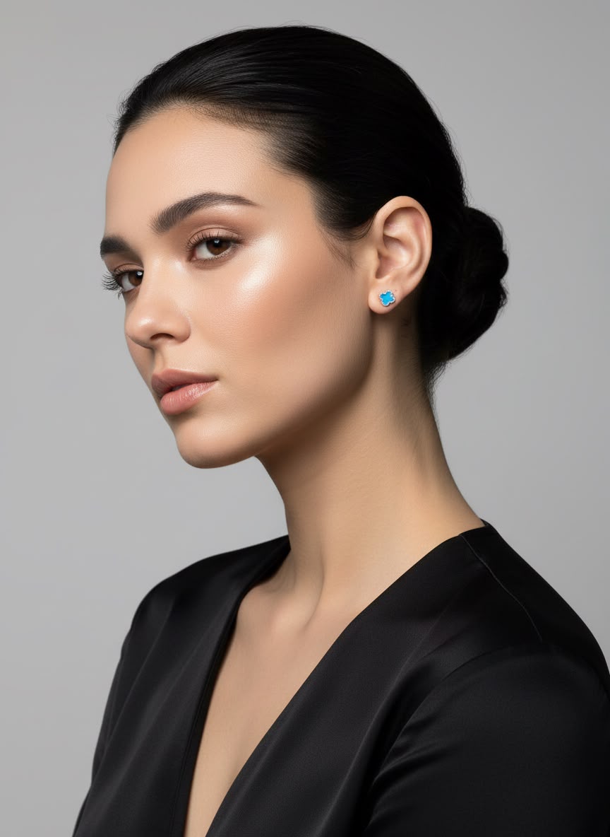 Turquoise Clover Stud Earrings